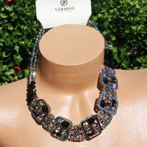 Boho Necklace Multi Strand Silvertone Statement